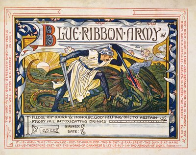 「ブルーリボン軍、禁酒誓約」 作： Walter Crane